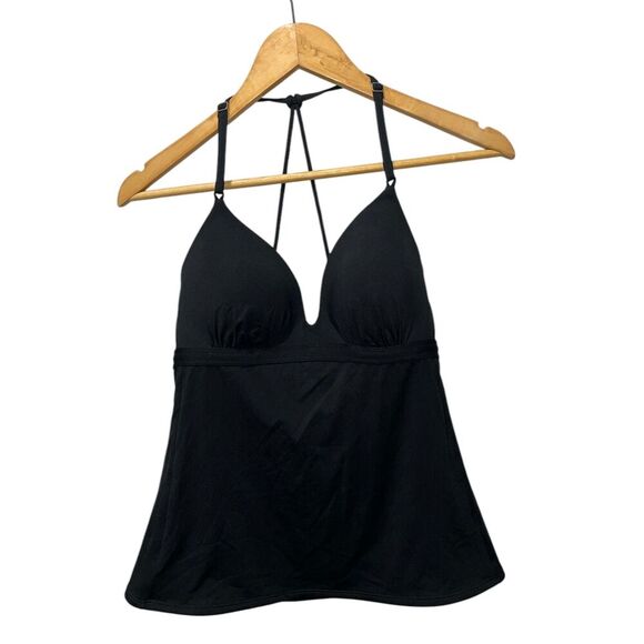 Athleta Women's Prism Back Tankini Size Medium Black Molded Cups Flattering - Picture 2 of 6